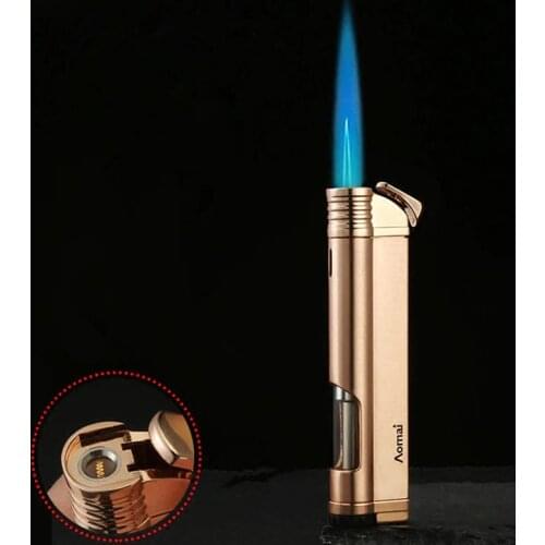 Portable Long Strip Compact Torch Turbine Lighter With Windproof Metal Cigar Lighter 1300 C Cigarette Accessories Butane No Gas
