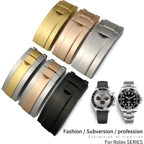 Stainless Steel Sliding Adjustable Folding Buckle Fit for Role watchband Submariner Daytona Yacht Master oysterflex 20mm Strap
