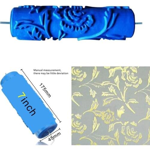Hand Tools for Home rubber wall painting roller Rose grain pattern roller blue without handle grip