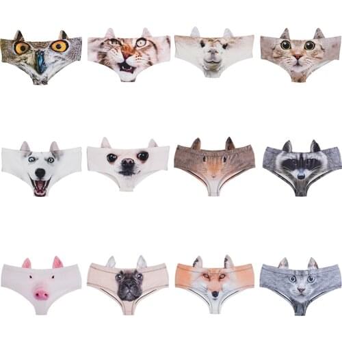 Funny 3D Puppy Dog Cat Ears Sexy Hot Female Lingerie Briefs Kawaii Print Underwear For Women Cute Panties For Lady