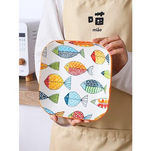 Modern Plate Dishes Household Creative Personality Deep Disc Square Plate Dishes Nordic Ceramic Tableware Set Kitchen Supplies