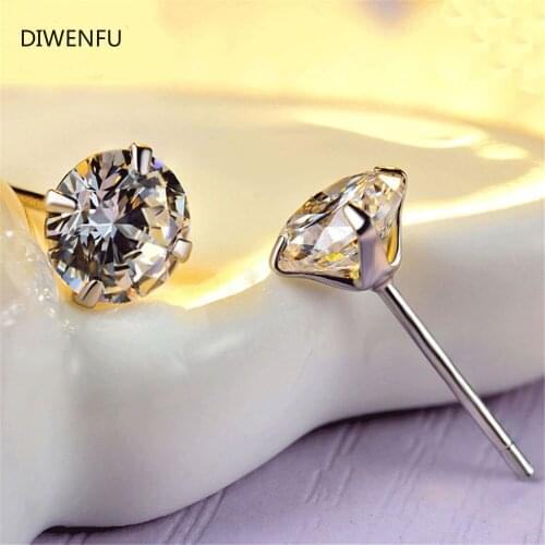 Diamond S925 Sterling Silver Earrings for Women round Classic Wedding Fine Jewelry 3-8MM Diamond Luxury Fashion Women Earrings