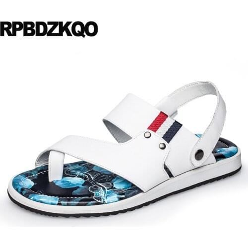 Sandals slippers designer shoes men high quality slides 2019 native soft beach summer white flat genuine leather luxury toe loop