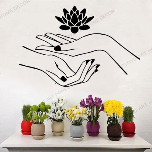 Spa & Masssge Wallpaper Decals Nail Salon Wall Decor Flower Massage Hand Interior Design Beauty Salon Studio Sign Mural JC219