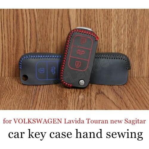 Only Red for VOLKSWAGEN Lavida Touran new Sagitar Lavida Passat Bora Polo Jetta Santana hand sewing leather car key case cover