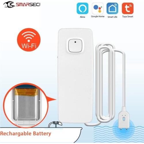SMARSECUR Smart life Wireless Smart Rechargeable WiFi Water Leakage Detector APP Control Tuya Smart