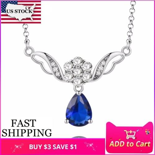 US STOCK 5% Off Uloveido Blue Crystal Jewelry Female Flower Choker Necklace Women Chain Necklaces Pendants Charms Y318