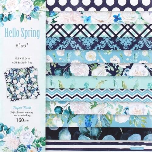 YPP CRAFT 12 Sheets Hello Spring Scrapbooking Pads Paper Origami Art Background Paper Card Making DIY Scrapbook Paper Craft
