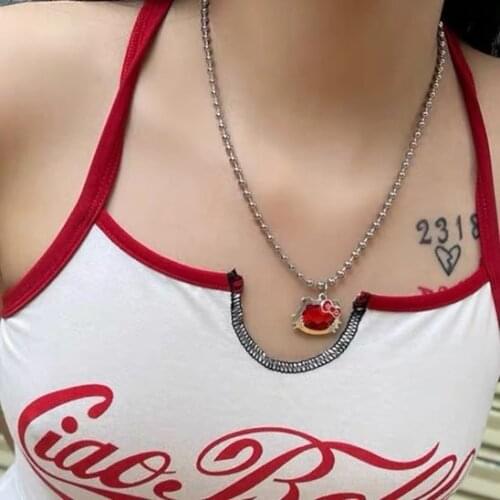 Crystal Gothic Friends Womens Neck Chain Punk Vintage Necklaces for Women Kpop Boho Choker Pearl Necklace Goth Y2k Jewelry