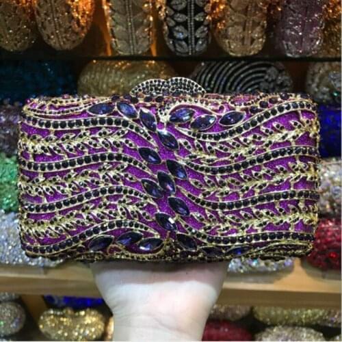 Women purple/gold Crystal Clutch Bags for Women Formal Party Diamond Minaudiere Evening bag Clutch Purse handbag blue clutches