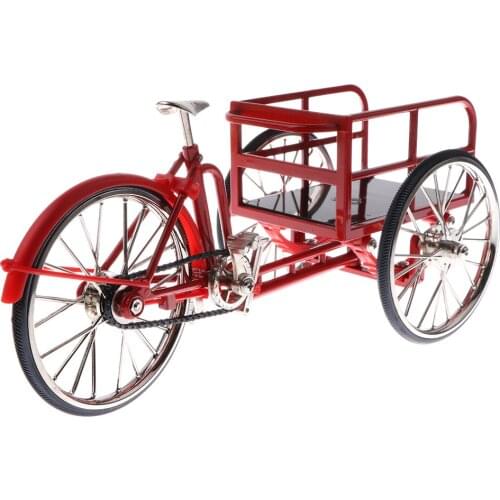 1:10 Alloy Diecast Tricycle Cycling Toy Racing Real Brake Bike Model Kids Toy Gift Desk Craft Red