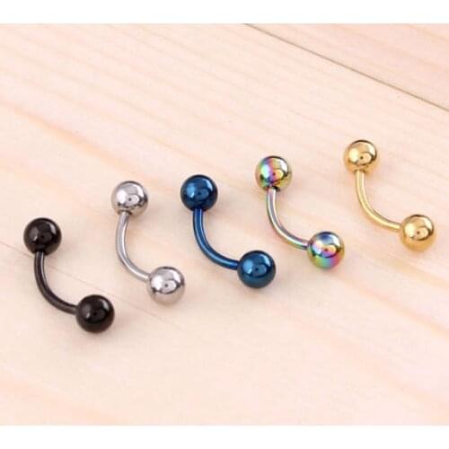 1pcs Eyebrow Ring 16G 8mm bar 316L Stainless Steel Body Piercing Jewelry Curved Ball Vacuum Plating Titanium Black Gold