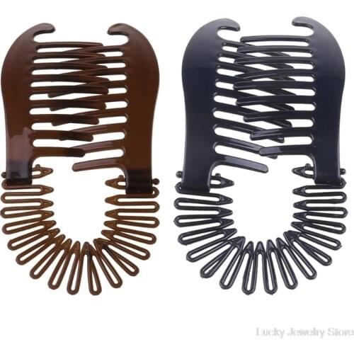 2Color Hollywood Hairstyle Large Comb Banana Clip Hair Riser Claw Acrylic Elongated Ponytail Holder Hair Women F25 21