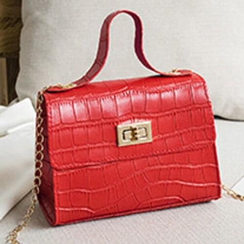 2020 Small Lock Bag Handbag Shoulder Chain Bag Crocodile Pattern shoulder bags female crossbody bag lady purses