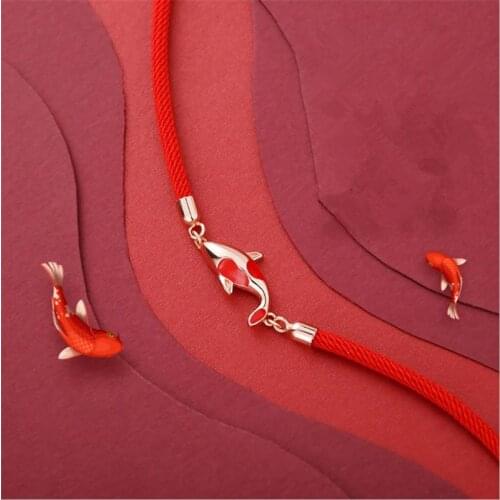 2021 Trend Fish Bracelets For Women Jewelry Cute Rose Gold Female Rope Red Bangle Girls Hand Accessories Quality New Year Gift