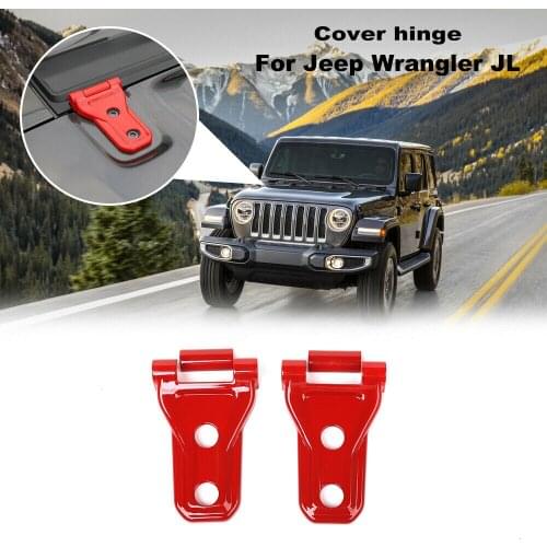 4x Front Engine Hood Hinge Cover Trim Decor fits for Jeep Wrangler JL 2018 2019 Red