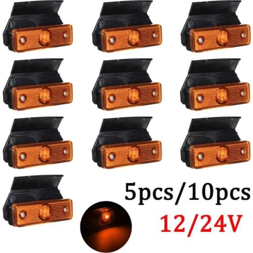 5/10PCS 12/24V LED Car Truck Side Marker Light Amber Turn Signal Light Tail Indicator Lamp For Trailer Bus Lorry Boat Caravan