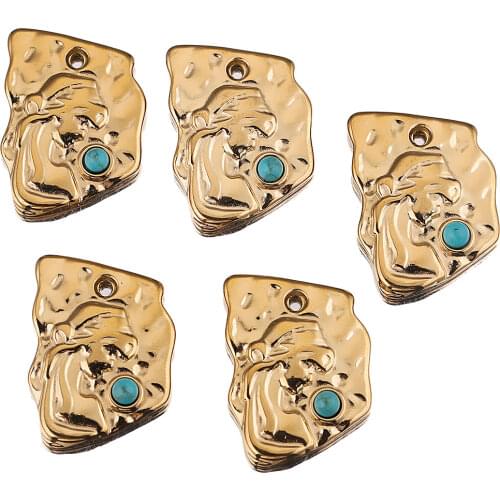 5pcs Lot Gold Pendant Blessed Virgin Mary Stainless Steel Charm Pendants Base for DIY Necklace Bracelet Jewelry Making Keychain