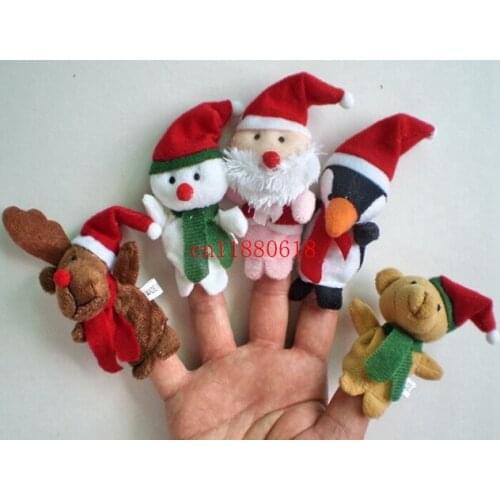 500pcs/lot DHL Free Shipping Mini Size Merry Christmas Finger Puppet Santa Claus Snowman Bear Plush Toys