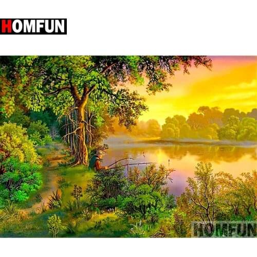 HOMFUN Full Square/Round Drill 5D DIY Diamond Painting "Tree water" 3D Embroidery Cross Stitch 5D Home Decor A15144