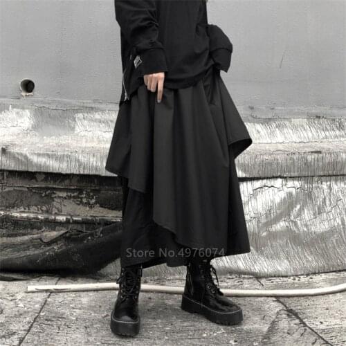 Japanese Men Samurai Costume Kimono Harem Pants Haori Woman Harajuku Irregular Skirt Pants Trousers Gothic Joggers Asian Clothes