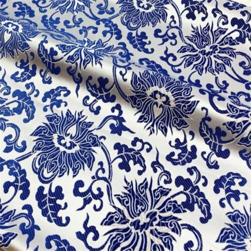 CF1107 Blue and White Porcelain Patterns Chinese Style Jacquard Brocade Fabric Jackets Home Textiles Curtain DIY Materials