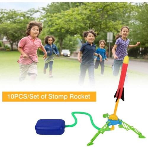 10 PCS Childrens Outdoor Sports Foot Pedal Plastic Rocket Launcher Made Of Foam Material For Parent Child Interactive Games