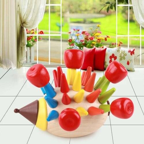 Childrens DIY Magnetic Colorful Hedgehog Knock Knock Music Plug Toy Wooden Building Blocks Childrens Early Education Toys