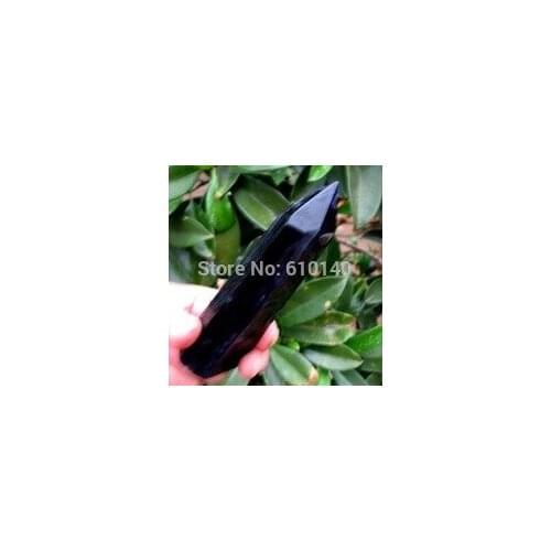 Long NATURAL BLACK FLUORITE CRYSTAL POINT Healing ABOUT 18~20CM