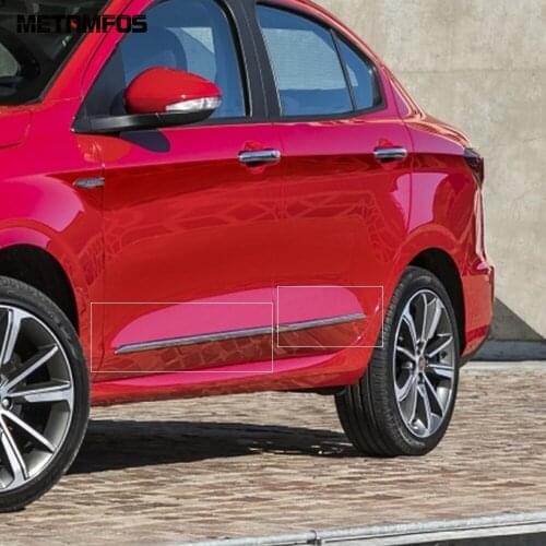 For Fiat Cronos 2018 2019 2020 Chrome Side Door Strip Body Skirts Molding Trim Decoration Sticker Accessories Car Styling