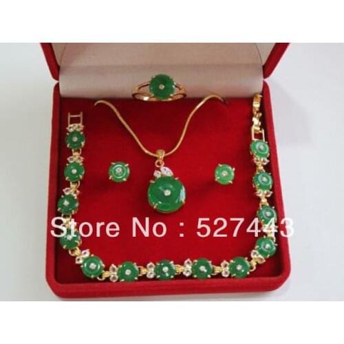 Hot sell new - Wholesale Pretty real nature green stone necklace bracelet earring ring