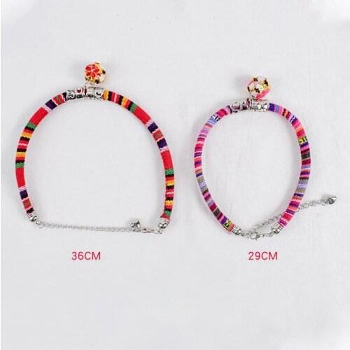 Pet Bell Dog Collar Cotton Bohemia Cats Grooming Dogs Cats Bohemia Collar With Bell Accessories Colorful Neck Strap With Puppy