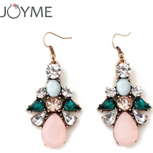 Joyme New Women Drop Water Crystal Vintage Earrings Best Friends Gift Rhinestones Hanging Earrings Fashion Accessories
