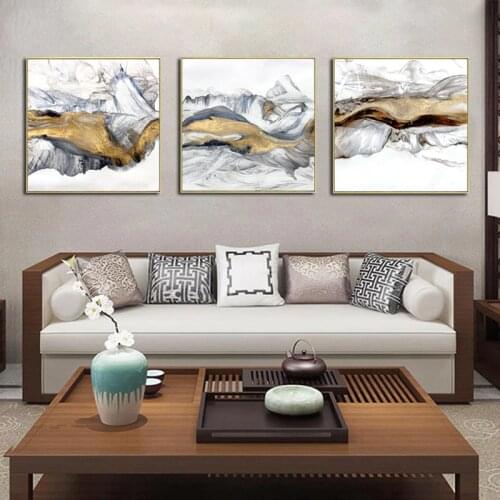 Chinese Mountain Yellow Mood Landscape Canvas Painting Ink Abstract Poster And Prints Wall Picture Home Living Room Decoration