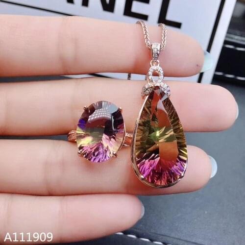 KJJEAXCMY boutique jewelry 925 sterling silver inlaid Ametrine necklace pendant ring Womens Suit exquisite