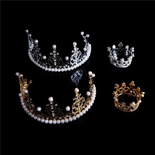 Crown King Fashion Full Pearl and Crystal Mini Princess Tiara Crown For Mother&Baby Prom Hair Ornaments Hair Jewelry Accessories