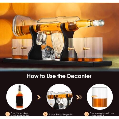 Creative Wine Bottle Pistol Glass Big Gun Type Whiskey Decanter Set Bar Tools For Wine Brandy Bourbon Scotch For Home Gift