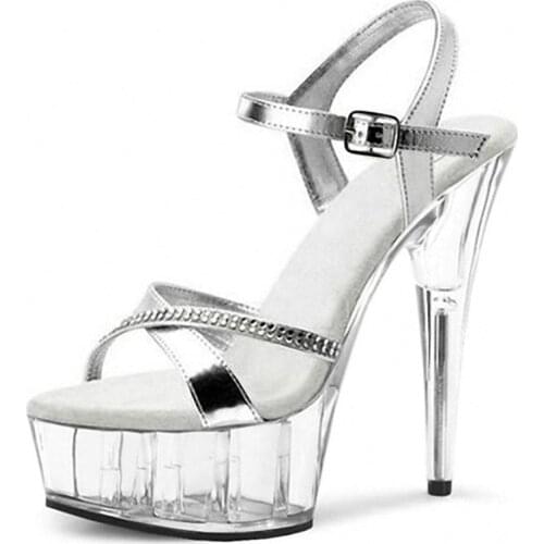 Summer transparent sole, new sexy shoes high heel womens shoes, silver height 15 cm high heel sandals