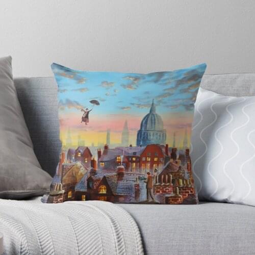 Mary Poppins & Bert II Throw Pillow Cushion Cover Polyester throw pillows case on sofa home living room car seat decor 45x45cm