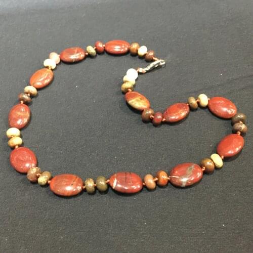 Fashion Natural Stone Beads Oval Puff Choker Necklace 45 CM Silver Color Jewelry Drop Shipping Jaspers Crystal Opal Cock Color