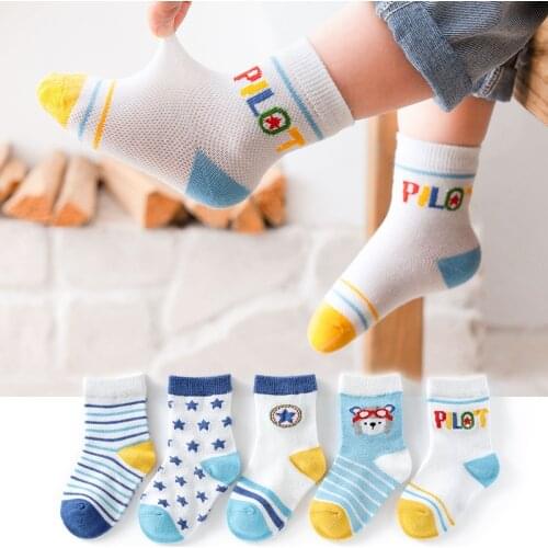 Fashion Childrens Tube Socks Spring and Autumn Thin Summer Cotton Boat Socks Mesh Cartoon Boys and Girls Baby Comfort Socks