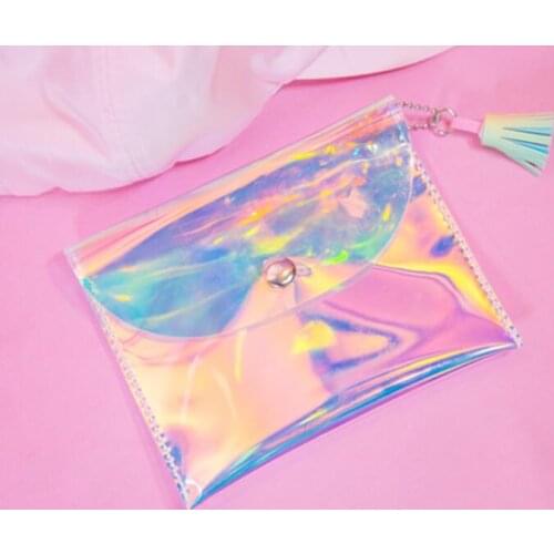 Fashion Women Jelly Money Wallet Laser Coin Purse Pouch Laser Short Clutch Bank Card Holder Rainbow Coin Purse