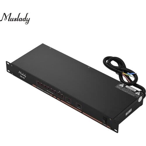 Muslady DB-00 8-outlet Rack Mount Power Sequence Controller Conditioner Surge Protector Power Supply Regulator with LED lights