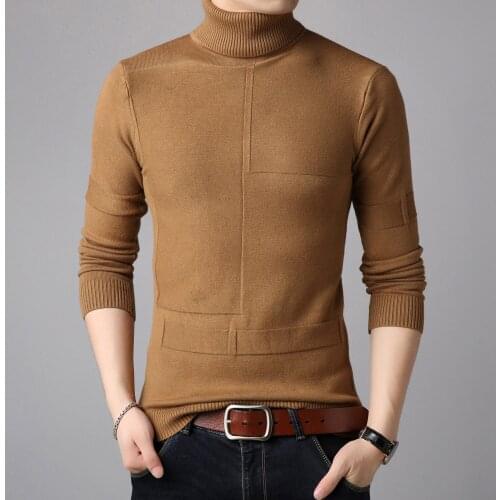 2020 new hot-selling turtleneck sweater Korean casual slim simple trend knitted young mens sweater