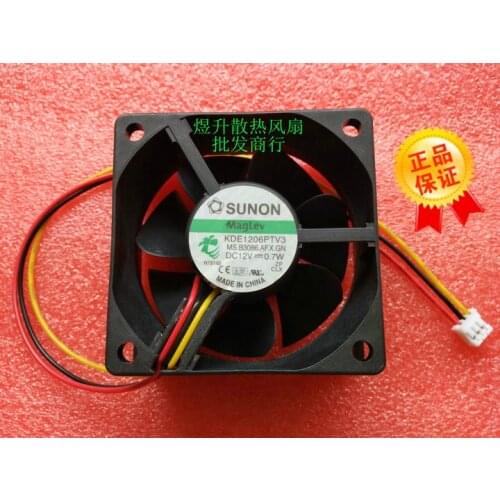 SUNON KDE1206PTV3 Server Cooling Fan DC 12V 0.7W 60x60x25mm 3-wire