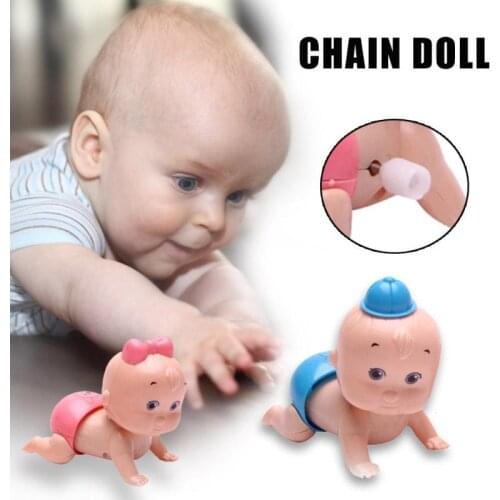 Cute Baby Pattern Wind Up Clockwork Toys Cartoon Butt Head Shaking Crawling Baby Dolls Kids Dolls Gift Children Education Toys