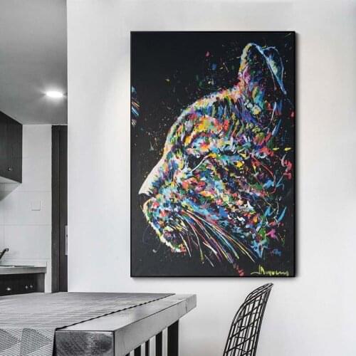 Modern Colorful Animals Picture Canvas Poster Prints Watercolor Cat Canvas Painting Cat Art Prints For Children Room Wall Decor