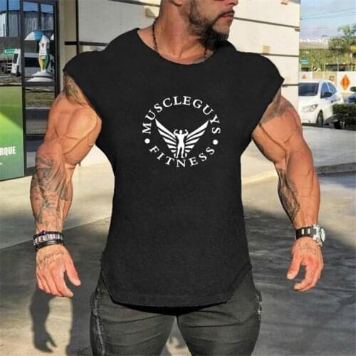 Gyms Clothing Bodybuilding Stringer Tank Top Men Fitness Singlet Sleeveless Shirt Solid Cotton Muscle Vest Workout Undershirt