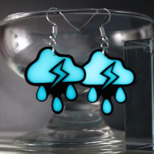 Thundershower Ear Cuff GLOW in the DARK Weather forecast Earring eardrop Clip WOMEN girl gift for yours