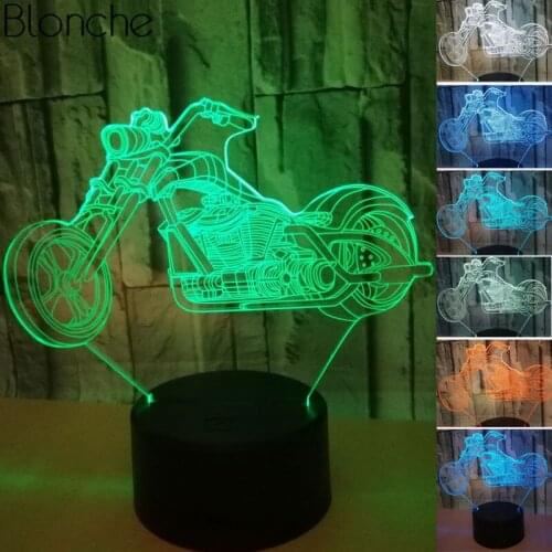 Amazing 3D Illusion LED Night Light Table Lamp USB Motorcycle Shape Touch Sensor 7 Colors Change Bedside Lamp Decor Holiday Gift